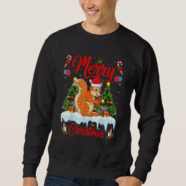 Sweatshirt Squirrel Lights Xmas Tree Santa Squirrel Christmas (Devant)