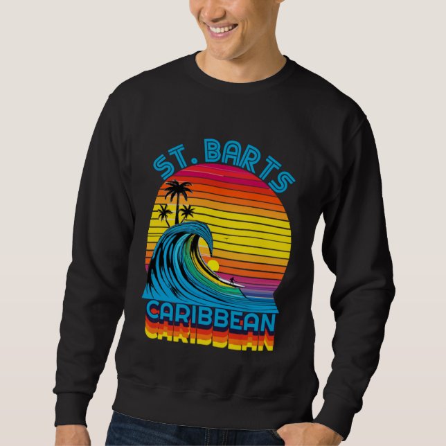Sweatshirt St Barts Caribbean Retro Throwback Surf & Beach So (Devant)