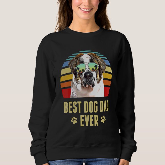 Sweatshirt St Bernard Best Dog Papa Jamais Retro Sunset (Devant)