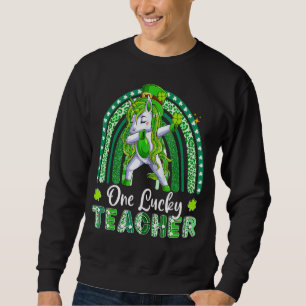 Sweatshirt St Patrick S Day Green Leopard Shamrock One Lucky