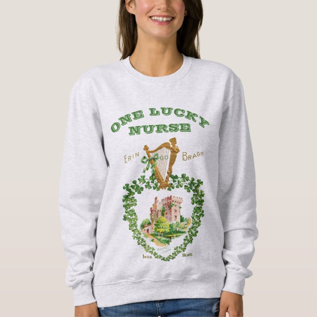 Sweatshirt St Patrick's Blarney Castle Irish Harp Lucky Nurse (Devant)
