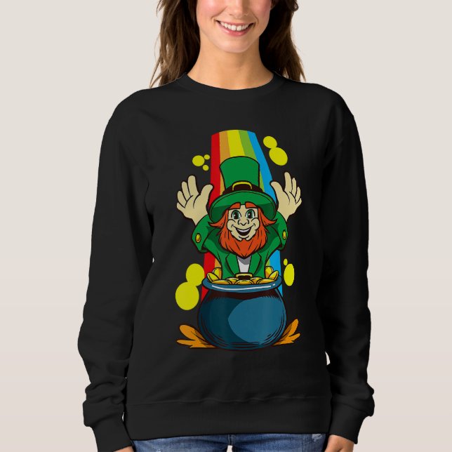 Sweatshirt St Patricks Day Cute Leprechaun Treasure Rainbow L (Devant)