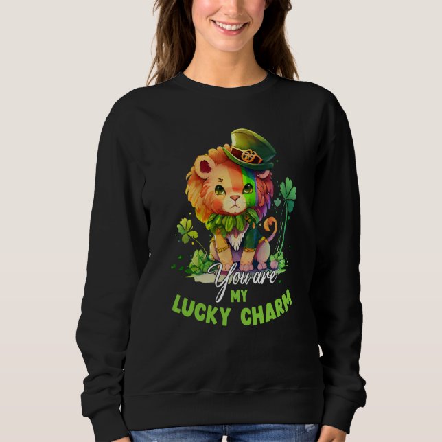 Sweatshirt St Patricks Day Cute Luck Charm Lion Kids (Devant)