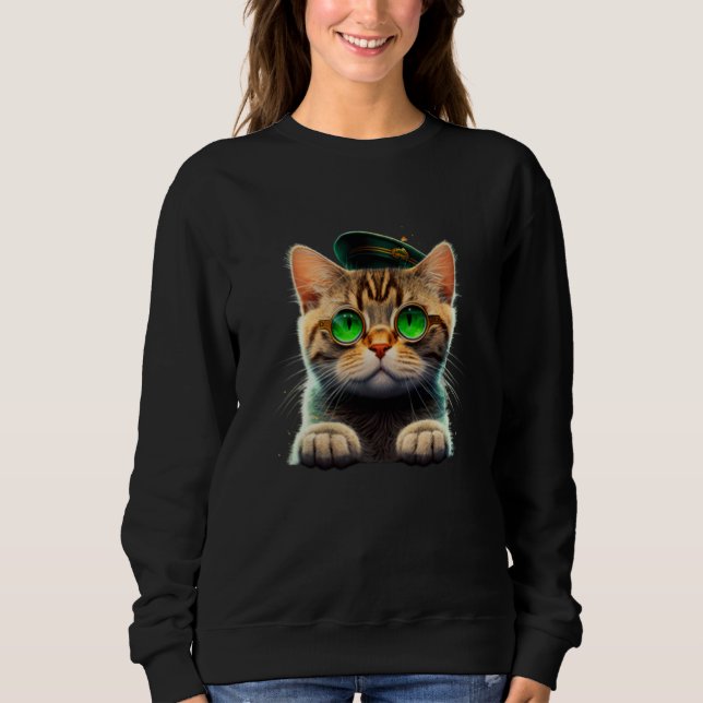Sweatshirt St Patrick's Day Irish Cute Cat Mom Dad Kitties (Devant)