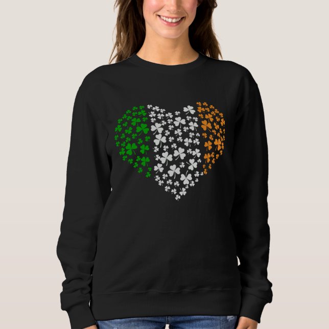 Sweatshirt St Patrick's Day Irish Shamrocks Ireland Flag St P (Devant)
