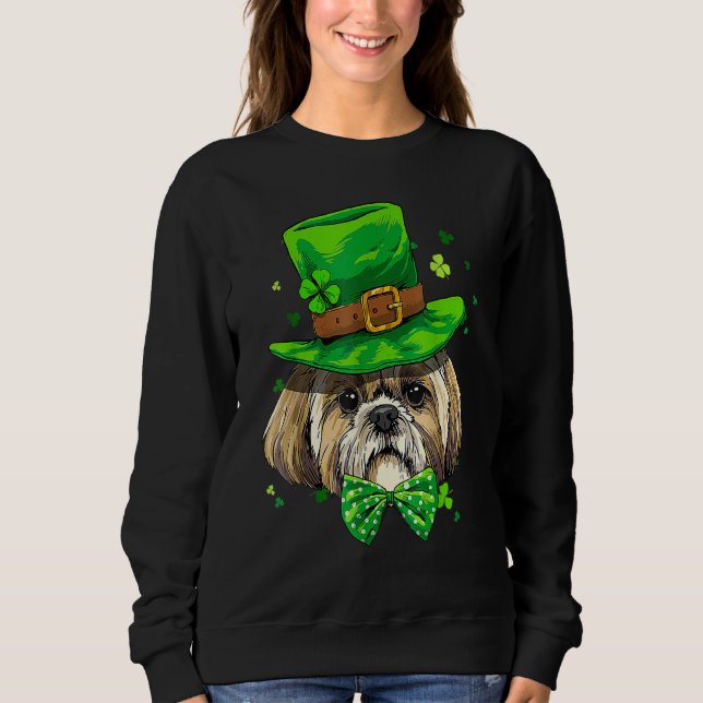 Sweatshirt St Patrick's Day Leprechaun Shamrock Shih Tzu Iris (Devant)