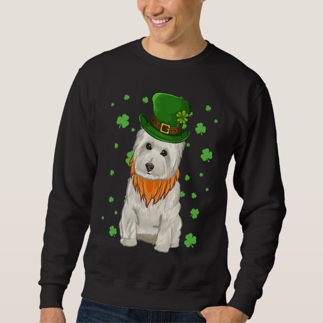 Sweatshirt St Patricks Day West Highland White Terrier Shamro (Devant)