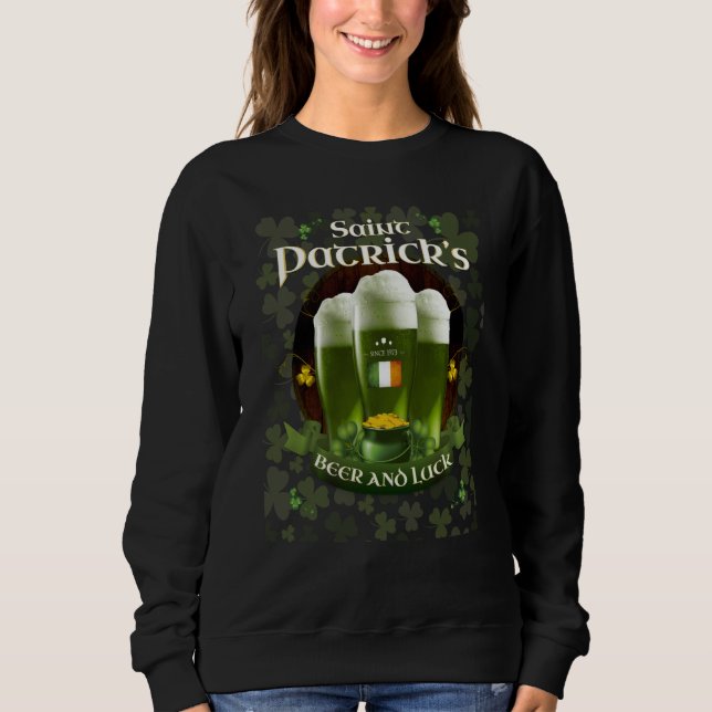 Sweatshirt St Patricku2019s Day Beer luck Since 1973 Irish Fl (Devant)