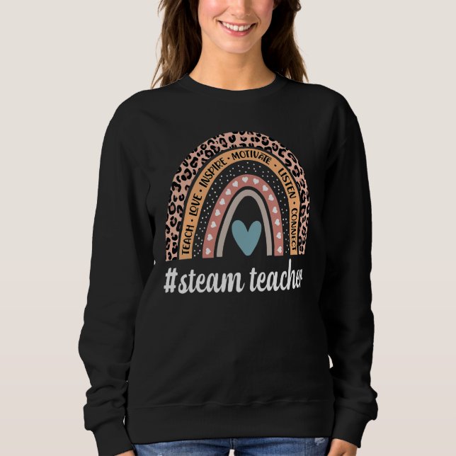 Sweatshirt Steam Teacher Rainbow Leopard Science Technology T (Devant)