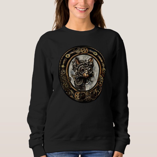 Sweatshirt Steampunk Cat Kitten Industrial Robot Mechanical G (Devant)