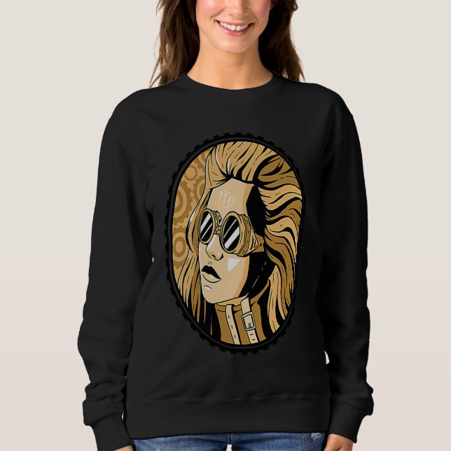 Sweatshirt Steampunk vintage woman face (Devant)