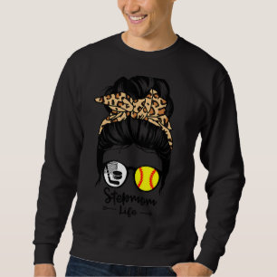 Sweatshirt Stepmaman Vie Messager Bun Cheveux Drôle Softball