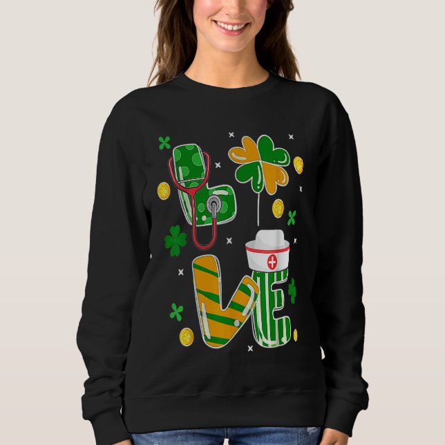 Sweatshirt Stethoscope Nurse St Patrick's Day Lucky Nurse Sha (Devant)