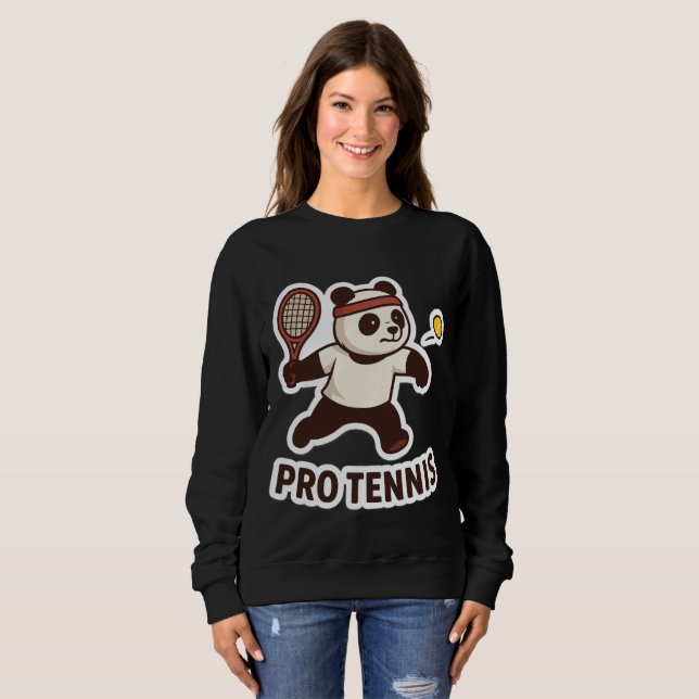 Sweatshirt Sticker de tennis Panda Pro - Design sportif migno (Devant entier)
