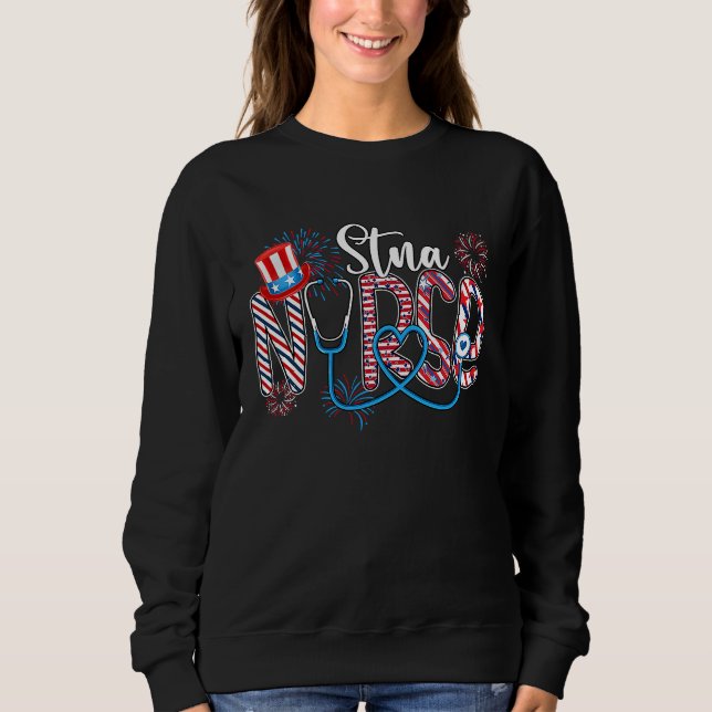 Sweatshirt STNA Nurse 4th of July Love Heart Stethoscope RN N (Devant)