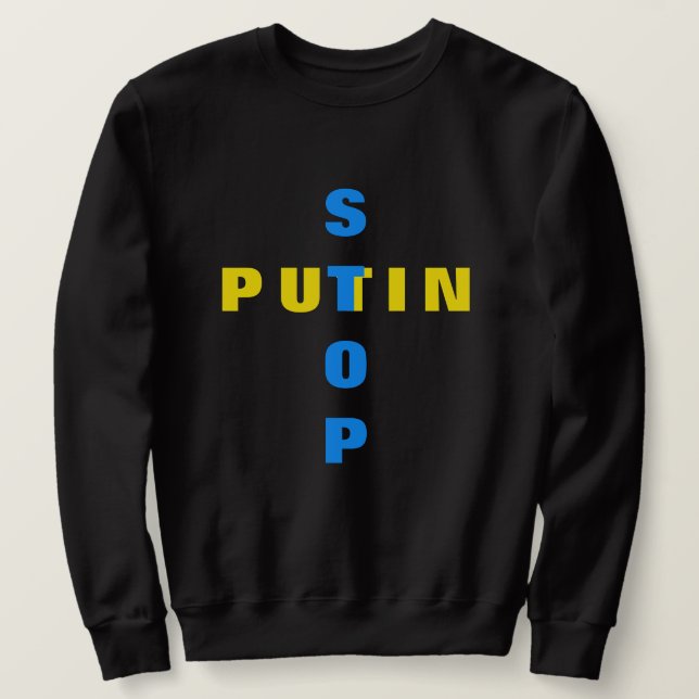 Sweatshirt Stop Poutine Stop War T-shirt Ukraine drapeau ukra (Design devant)