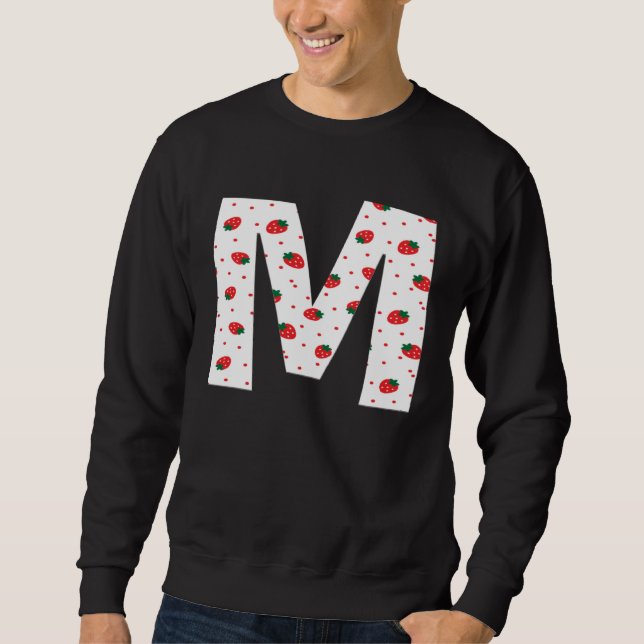 Sweatshirt Strawberry Initial Monogram Letter M Girl (Devant)