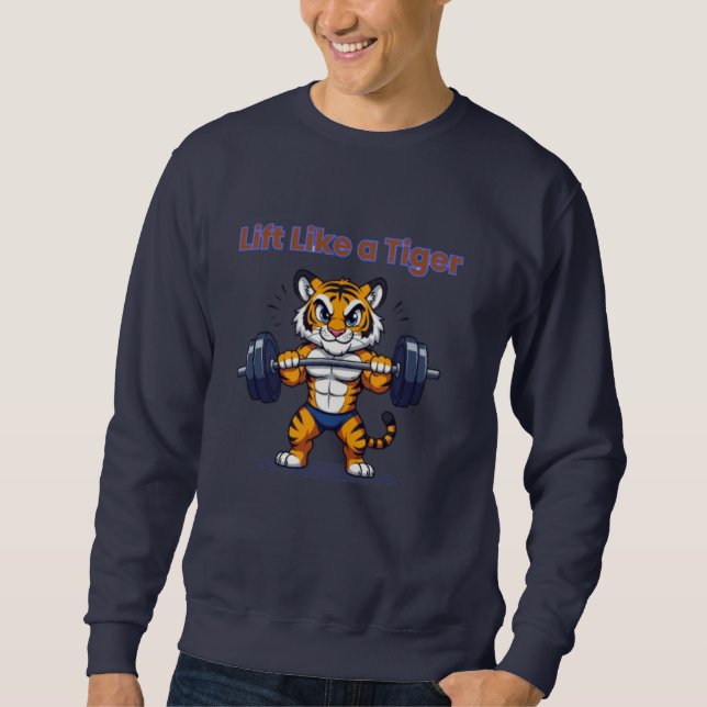 Sweatshirt **Strong Tiger – Cute Tiger Lifting Weights Illust (Devant)