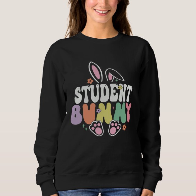 Sweatshirt Student Bunny  Easter Day Rabbit Groovy Family Mat (Devant)