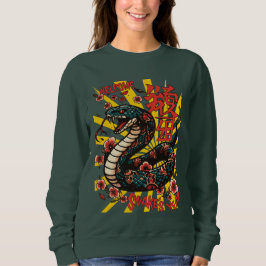 Sweatshirt Style de dessin animé de serpent en bois vert - No