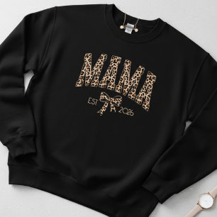 Sweatshirt Style Féminin Audacieux Leopard Varsity Mama