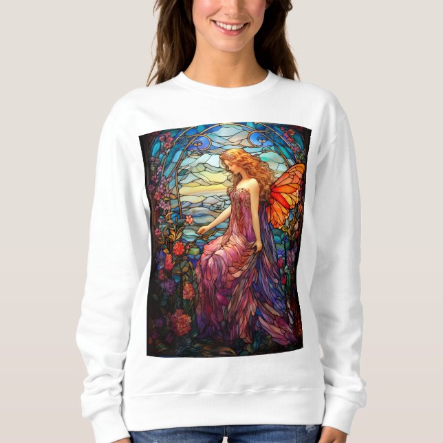 Sweatshirt Style Tiffany Vitrail Verre magique Fée (Devant)