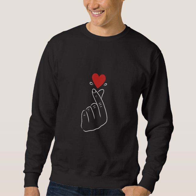 Sweatshirt Stylish Korean Finger Heart Gesture High Contrast  (Devant)