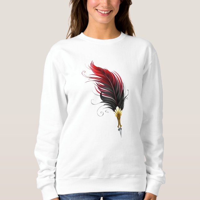 Sweatshirt Stylo rouge en plumes avec nib or (Devant)