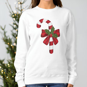 Sweatshirt Sucre de canne Avec Bow Et Christmas Holly