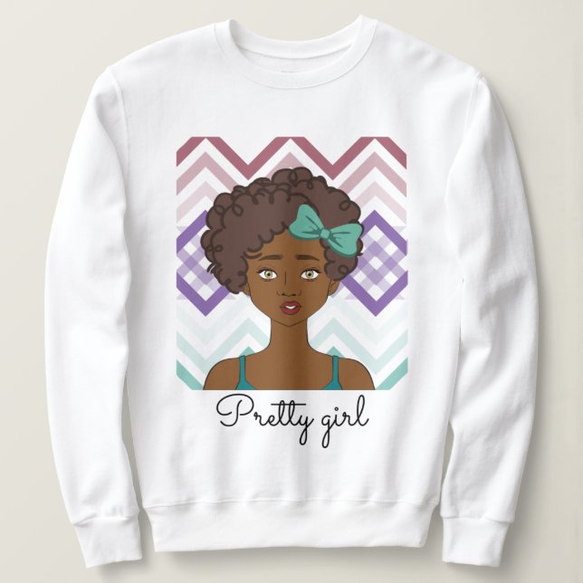 Sweatshirt Sudadera Pretty Girl, con dibujo de chica afro (Design devant)