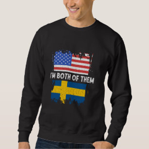 Sweatshirt Suède Je suis les deux États-Unis America Swedish 