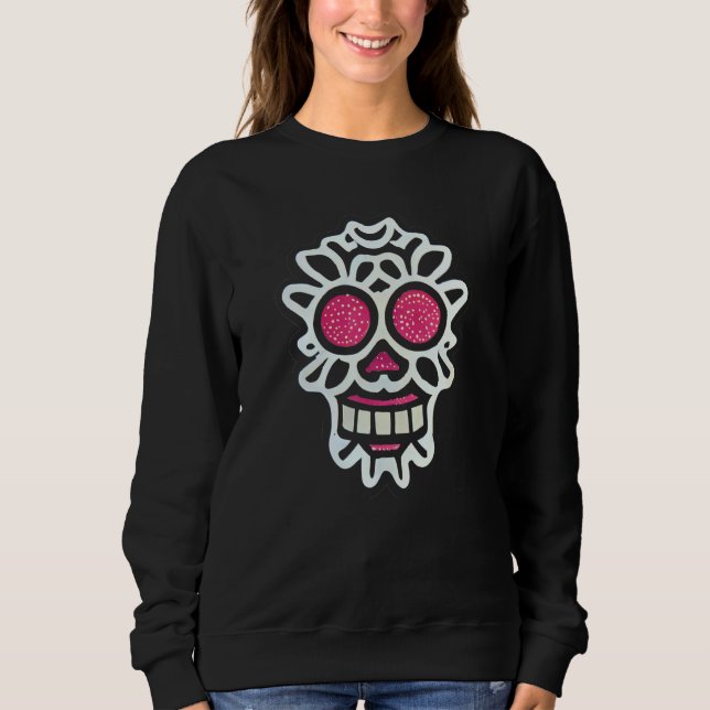 Sweatshirt Sugar Skull Hand Illustration Simple Drawn Calaver (Devant)