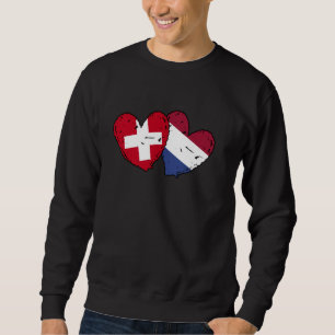 Sweatshirt Suisse Pays-Bas Cœurs Drapeau Suisse Néerlandais A