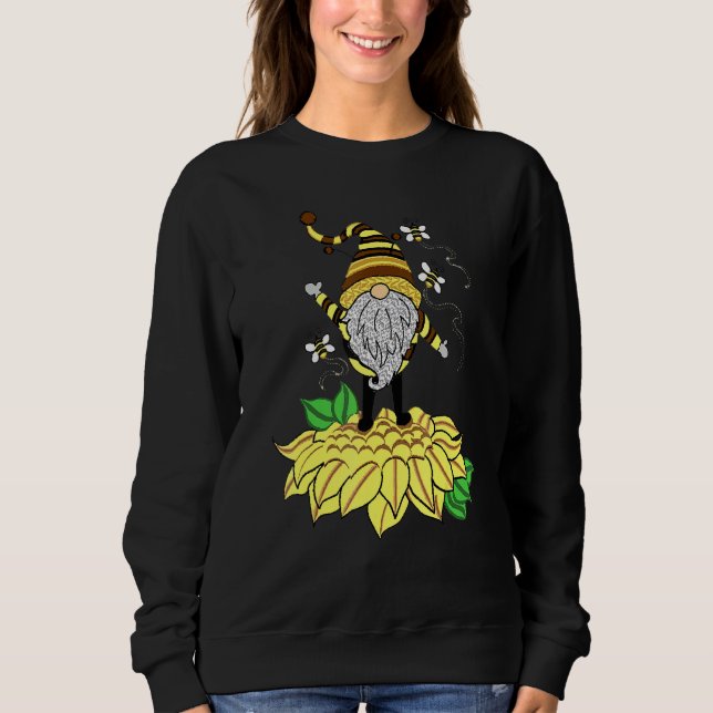 Sweatshirt Sunflower Gnome With Bee  Hippie Gnome For Flower  (Devant)