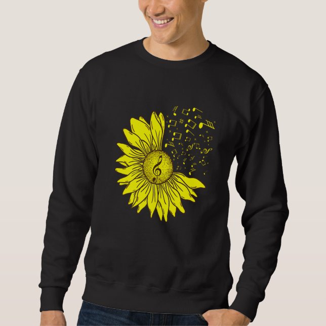 Sweatshirt Sunflower Musical Instrument Music Notes Flower  M (Devant)