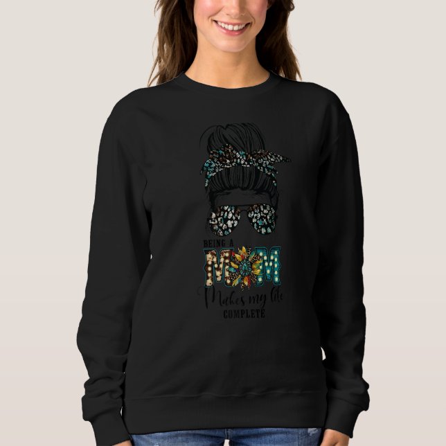 Sweatshirt Sunflower Western Boho Of Mom Lifes Leopard Messy (Devant)