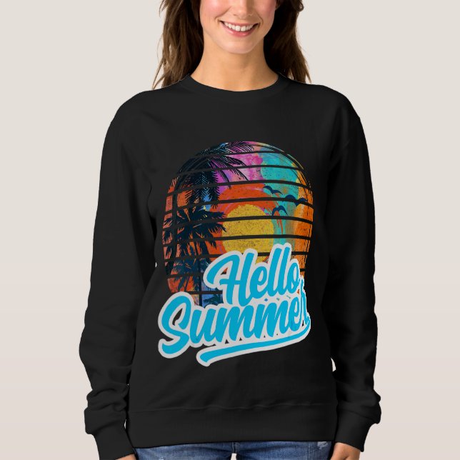 Sweatshirt Sunset Beach Palm Tree Bonjour Vacances été Holi (Devant)