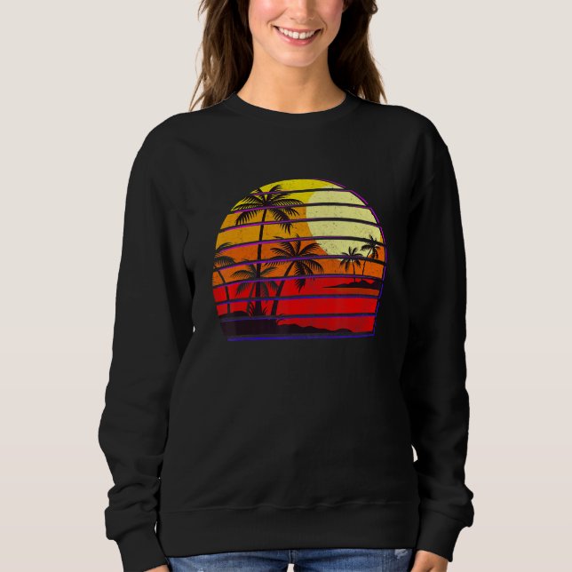 Sweatshirt Sunset Beach Palm Tree Vacances été (Devant)