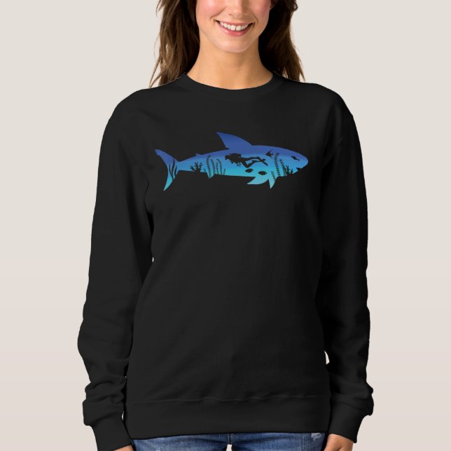 Sweatshirt Super Vêtements De Plongée De Requin Blanc Pour Fe (Devant)