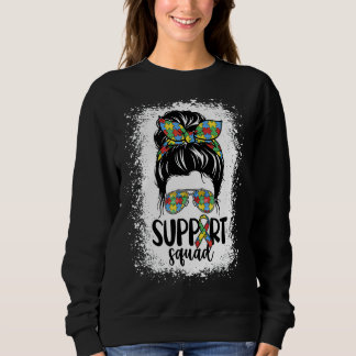 Sweatshirt Support Squad Messy Bun Puzzle Pièces Autisme Awar