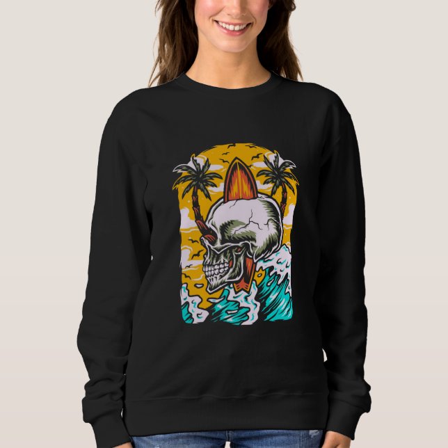 Sweatshirt Surfer Skeleton Waves  Surfboard Surfrider Taco Su (Devant)