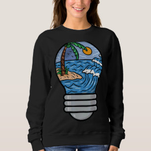 Sweatshirt Surfing Beach Waves Shining Bulb Correspondance Va