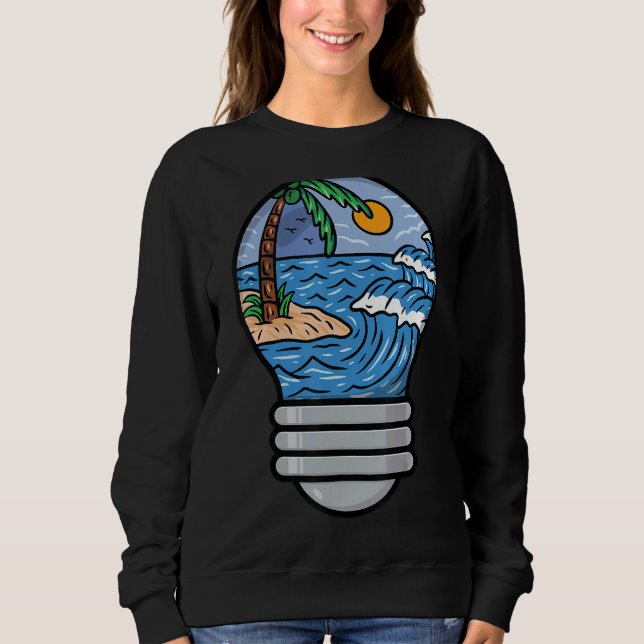 Sweatshirt Surfing Beach Waves Shining Bulb Correspondance Va (Devant)