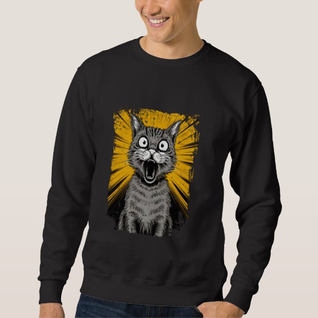 Sweatshirt Surprised Cat Kitty Comic Anime Style Design (Devant)