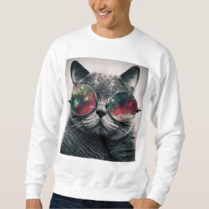 Sweatshirt swatshirt de port de lunettes de soleil de chat