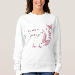 Sweatshirt Sweat-shirt à col rond Papillon Rose Esthétique
