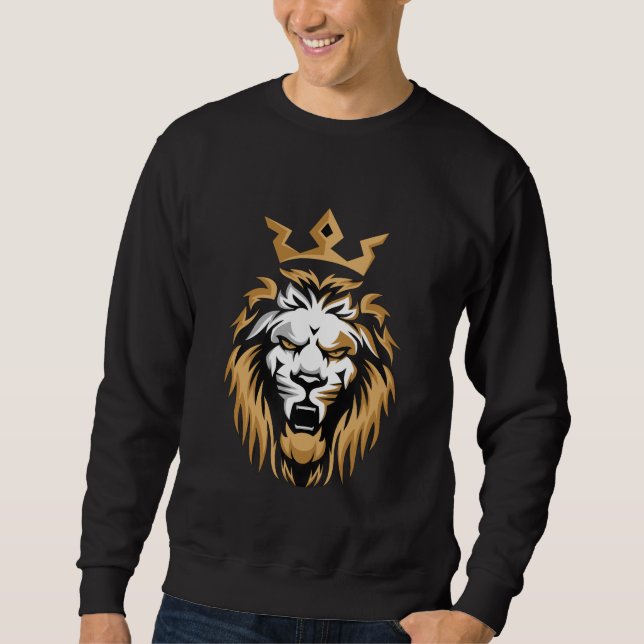 Sweatshirt Sweat-shirt noir au lion de la couronne royale (Devant)