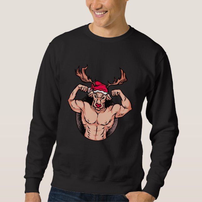 Sweatshirt Sweater de Noël Fitness - Père Noël Bodybuilder (Devant)