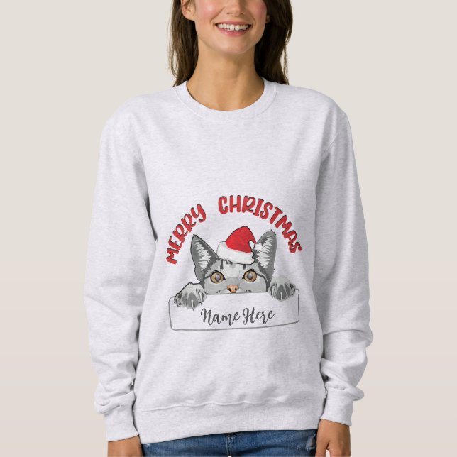 Sweatshirt Sweetshirts nom personnalisé _ Christmas Cat (Devant)