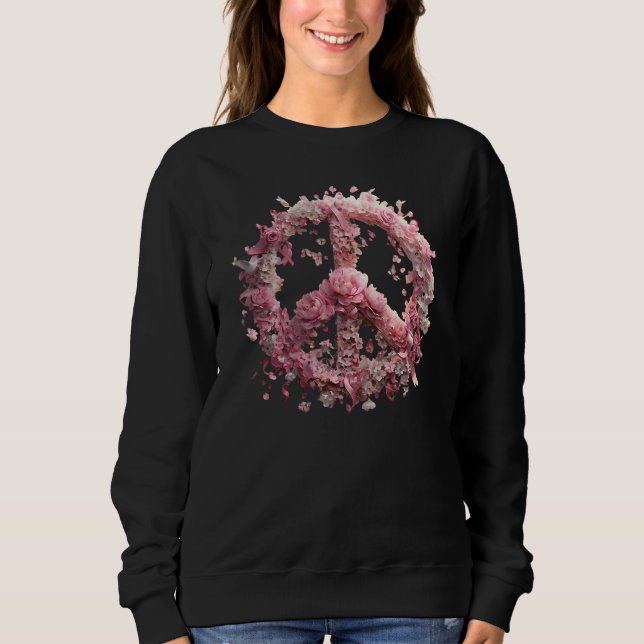 Sweatshirt Symbole de paix de sensibilisation au cancer du se (Devant)